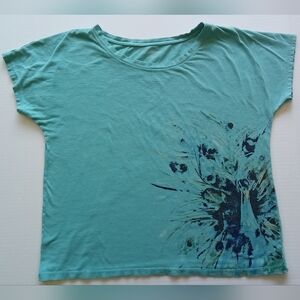 Croft & Barrow Aqua Floral Peacock Tee 🦚